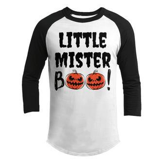 Kids Little Mister Boo Funny Halloween Son Ghost Toddler Kid Boys V4 Youth Raglan Shirt - Thegiftio UK