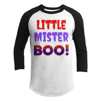 Kids Little Mister Boo Funny Halloween Son Ghost Toddler Kid Boys V5 Youth Raglan Shirt - Thegiftio UK