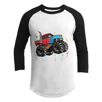Kids Monster Truck 4Th Birthday Boy 4 Four Year Old Toddler Youth Raglan Shirt - Thegiftio UK
