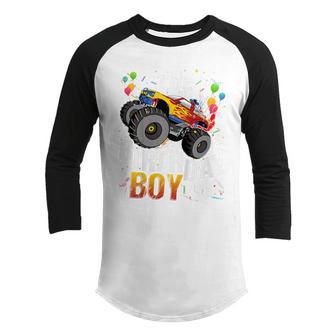 Kids Monster Truck Family Matching The Birthday Boy Kids Toddler Youth Raglan Shirt - Thegiftio UK
