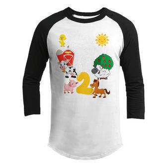 Kids Oink Baa Neigh Cluck Im 2 Year Old 2Nd Birthday Farmer Youth Raglan Shirt - Thegiftio UK
