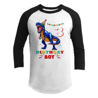Kids Rawr Im 3 3Rd Birthday Dinosaur Boys Dino T Rex 3 Years Old Youth Raglan Shirt - Thegiftio UK