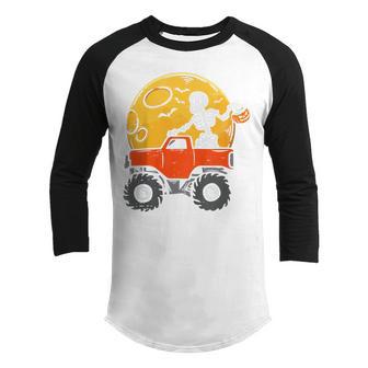 Kids Skeleton Monster Truck Moon Candy Toddler Boys Halloween Kid Youth Raglan Shirt - Thegiftio UK