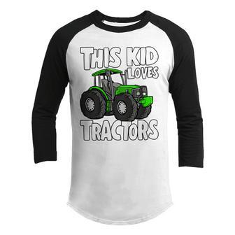 Kids Tractor Kids Lover Farm Boys Girls This Kid Loves Tractors Youth Raglan Shirt - Thegiftio UK