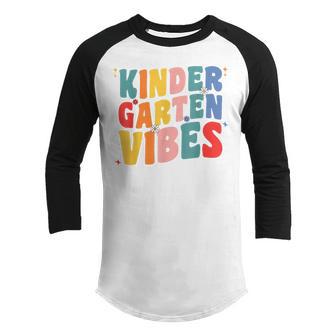 Kindergarten Vibes Groovy Retro For Teacher Kids Students Youth Raglan Shirt - Thegiftio UK