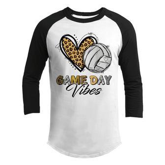 Leopard Heart Volleyball Game Day Vibes Volleyball Lover Youth Raglan Shirt - Thegiftio UK