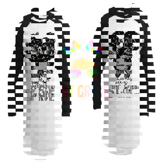 Little Miss 1St Grade Back To School Cute Melanin Black Girl Youth Raglan Shirt - Thegiftio