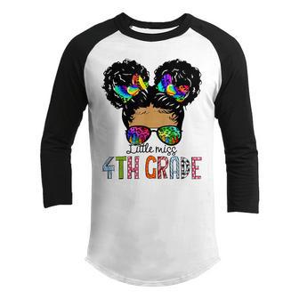 Little Miss 4Th Grade Back To School Cute Melanin Black Girl Youth Raglan Shirt - Thegiftio UK