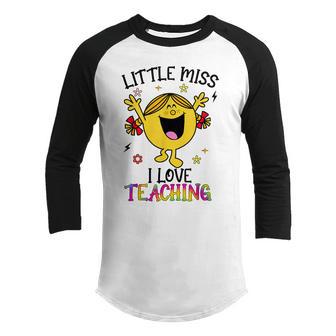 Little Miss I Love Teaching Halloween Toddlers Kids Girls Youth Raglan Shirt - Thegiftio UK