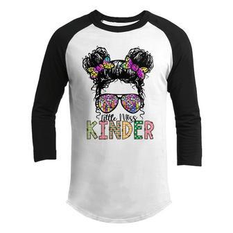 Little Miss Kindergarten Messy Bun Sunglass Leopard Tie Dye Youth Raglan Shirt - Thegiftio UK