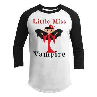 Little Miss Vampire Funny Halloween Toddler Girl Girly Girls Youth Raglan Shirt - Seseable