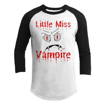 Little Miss Vampire Halloween Costume Girl Funny Girls Scary Youth Raglan Shirt - Seseable