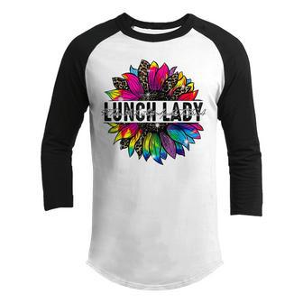 Lunch Lady Sunflower Leopard Tie Dye Back To School Youth Raglan Shirt - Thegiftio UK