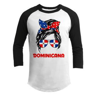 Messy Bun Hair Dominicana Dominican Girl Dominicana Republic Youth Raglan Shirt - Thegiftio UK