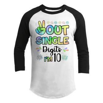 Peace Out Single Digits Im 10 Kids Youth Raglan Shirt - Seseable