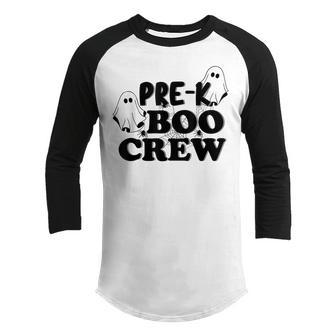 Pre-K Boo Crew Funny Halloween Costume Pre-K Boys Girls Kids Youth Raglan Shirt - Thegiftio UK
