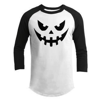 Pumpkin Face Halloween Spooky Men Women Kids Youth Raglan Shirt - Thegiftio UK