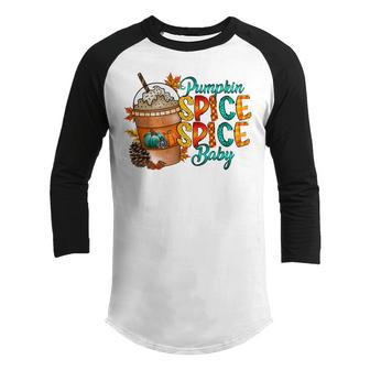 Pumpkin Spice Spice Baby Drinking Autumn Halloween Youth Raglan Shirt - Thegiftio UK