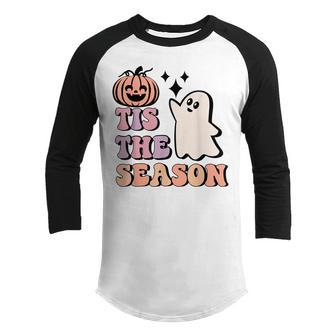 Retro Halloween Pumpkin Tis The Season Hot Ghoul Halloween Youth Raglan Shirt - Thegiftio UK