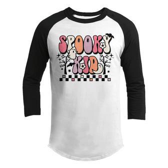 Retro Spooky Kid Floral Boho Ghost Kid Halloween Costume Youth Raglan Shirt - Thegiftio UK