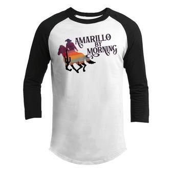 Retro Sunset Cowboy Amarillo By Morning Western Country Youth Raglan Shirt - Thegiftio UK