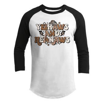 Retro Yeehaws & Hellnaws Western Country Cowgirl Cowboy Gift Youth Raglan Shirt - Thegiftio UK