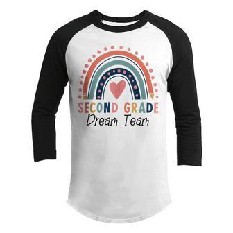 Second Grade Dream Team 2Nd Grade Rainbow Back To School Youth Raglan Shirt - Thegiftio UK