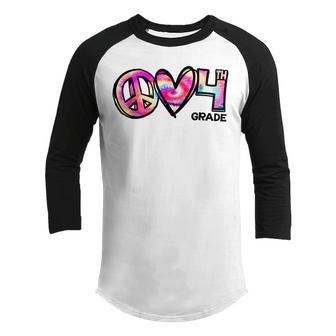 Tie-Dye Peace Love And 4Th Grade Girl Boy Kids Teacher Youth Raglan Shirt - Thegiftio UK