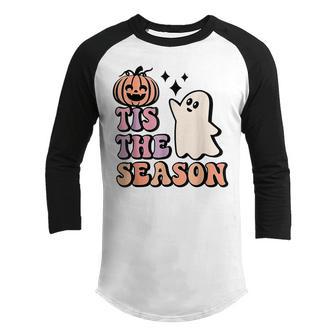 Tis The Season Pumpkin Ghost Funny Autumn Halloween Youth Raglan Shirt - Thegiftio UK
