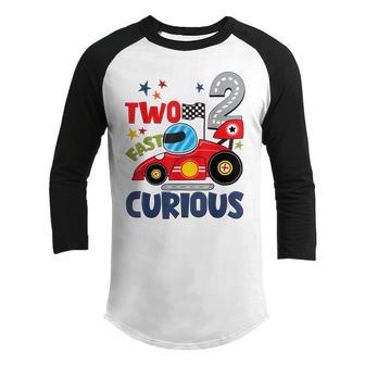 Two Fast 2 Curious Birthday Decorations 2Nd Birthday Boy Youth Raglan Shirt - Thegiftio UK