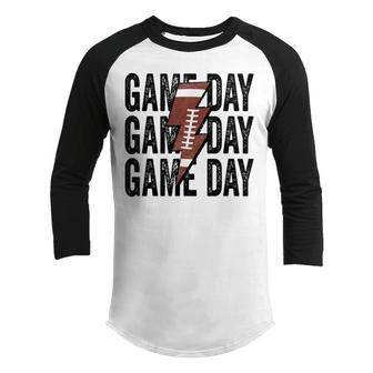 Vintage Game Day Football Lightning Bolt Funny Team Sport Youth Raglan Shirt - Thegiftio UK