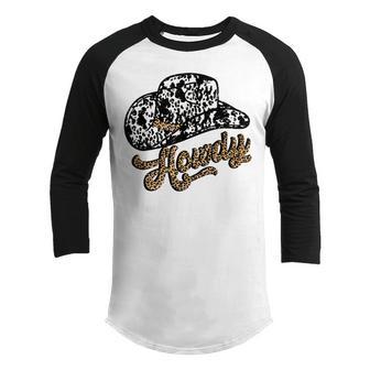 Vintage Leopard Cowboy Hat Howdy Western Country Cowgirls Youth Raglan Shirt - Thegiftio UK
