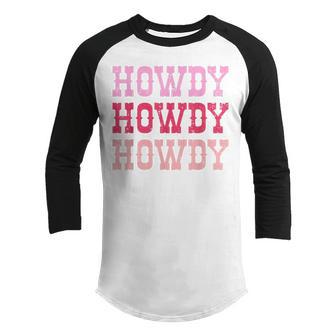 Vintage White Howdy Rodeo Western Country Southern Cowgirl V2 Youth Raglan Shirt - Thegiftio UK