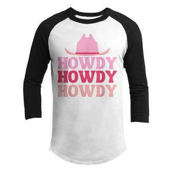 Vintage White Howdy Rodeo Western Country Southern Cowgirl Youth Raglan Shirt - Thegiftio UK