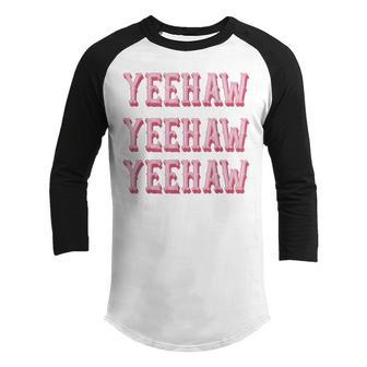 Vintage White Yeehaw Rodeo Western Country Southern Cowgirl Youth Raglan Shirt - Thegiftio UK