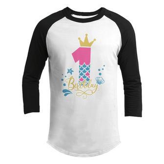 1St Birthday Mermaid Gift For Birthday Birthday Girl Graphic Design Printed Casual Daily Basic Youth Raglan Shirt - Thegiftio UK