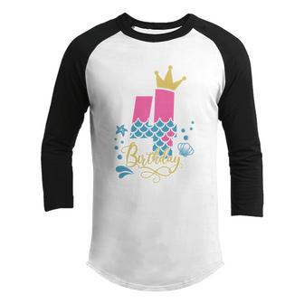4Th Birthday Mermaid Gift For Birthday Fourth Birthday Girl Graphic Design Printed Casual Daily Basic Youth Raglan Shirt - Thegiftio UK