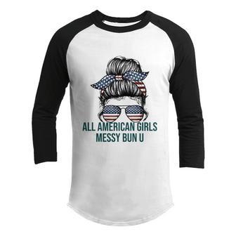 All American Girls Messy Bun U Youth Raglan Shirt - Thegiftio UK