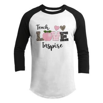 Back To School Funny Teach Love Inspire Apple Youth Raglan Shirt - Thegiftio UK
