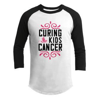 Curing Kids Cancer Butterfly Breast Cancer Graphic Design Printed Casual Daily Basic V2 Youth Raglan Shirt - Thegiftio UK