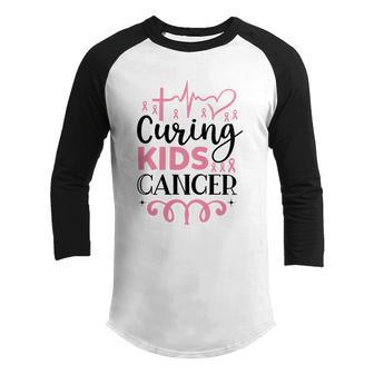 Curing Kids Cancer Pink Ribbon Breast Cancer Graphic Design Printed Casual Daily Basic V3 Youth Raglan Shirt - Thegiftio UK