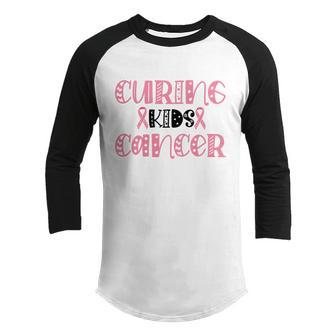 Curing Kids Cancer Pink Ribbon Breast Cancer Graphic Design Printed Casual Daily Basic V9 Youth Raglan Shirt - Thegiftio UK