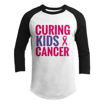 Curing Kids Cancer Ribbon Breast Cancer Graphic Design Printed Casual Daily Basic V3 Youth Raglan Shirt - Thegiftio UK