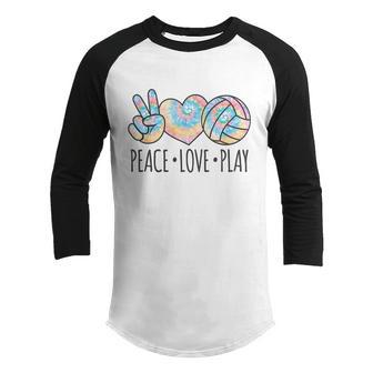Cute Pink Tie Dye Volleyball Teen Girls Peace Love Play Gift Graphic Design Printed Casual Daily Basic Youth Raglan Shirt - Thegiftio UK