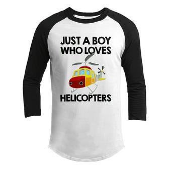 Funny Helicopter Boys Toddler Pilot Aviator Graphic Design Printed Casual Daily Basic Youth Raglan Shirt - Thegiftio UK
