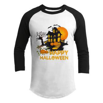 Happy Halloween Costumes Funny Pumpkins House Men Women Kids Graphic Design Printed Casual Daily Basic Youth Raglan Shirt - Thegiftio UK