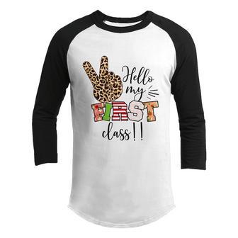 Hello My First Class Funny 1St Grade Back To School Youth Raglan Shirt - Thegiftio UK