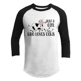 Just A Girl Who Loves Cows Great Gift Graphic Design Printed Casual Daily Basic Youth Raglan Shirt - Thegiftio UK