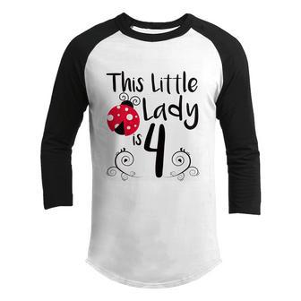 Kids 4 Year Old Ladybug Birthday Party Lady Bug Party Th Youth Raglan Shirt - Thegiftio UK
