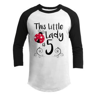 Kids 5 Year Old Ladybug Birthday Party Lady Bug Party Th Youth Raglan Shirt - Thegiftio UK